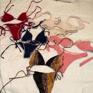 Chic Women's Bikini Set - Red, Navy, Leopard Print